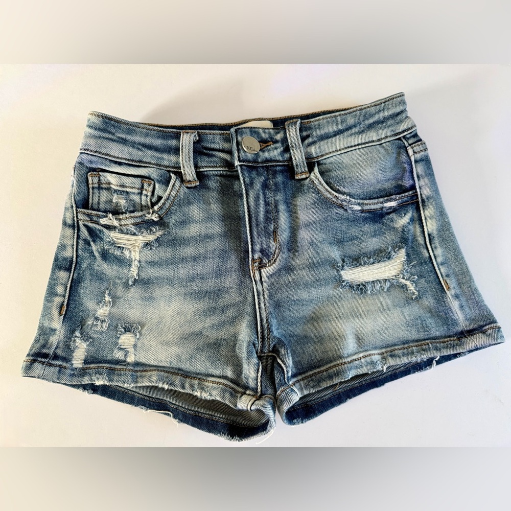 BKE Youth Blue Distressed Jean Shorts- Size 14 w/ adjustable waist